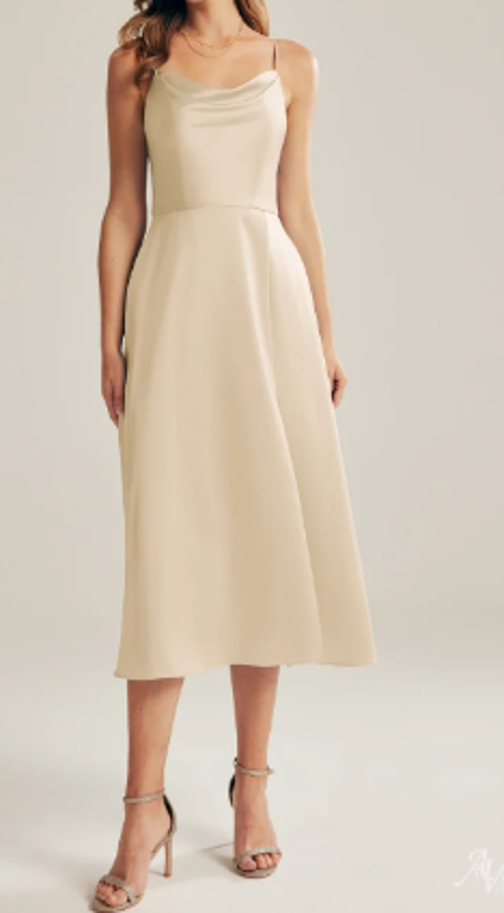 AW BRIDAL SZ 6 S champagne Renee bridesmaid formal party midi dress NEW 0b13